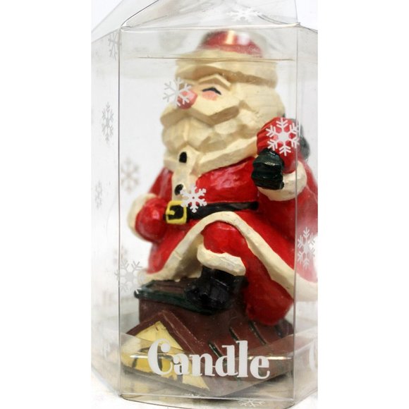 Lady Jane Holiday Molded Santa on a Rooftop Candle Sculpted Wood Carved Look - Picture 6 of 12